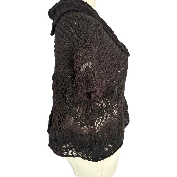 Free People Black Eternal Delight Crochet Cowl Neck Cropped Witchy Boxy Top XS - Picture 8 of 16